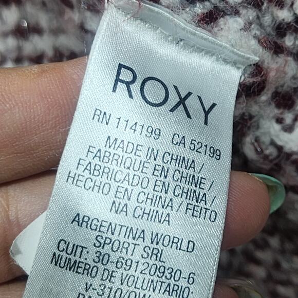 Roxy All Over Again Oversized Diamond Knit Sweater Cardigan Size Med - Picture 4 of 10